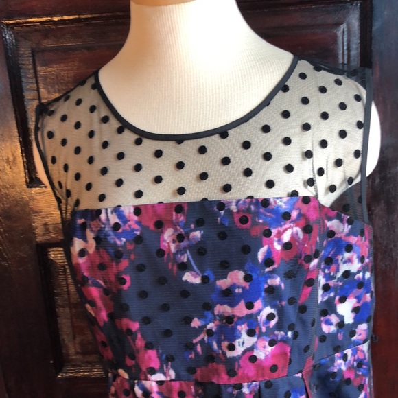 Motherhood maternity party dress XL/Dark blue&rose pattern/black dot overlay - Picture 3 of 17